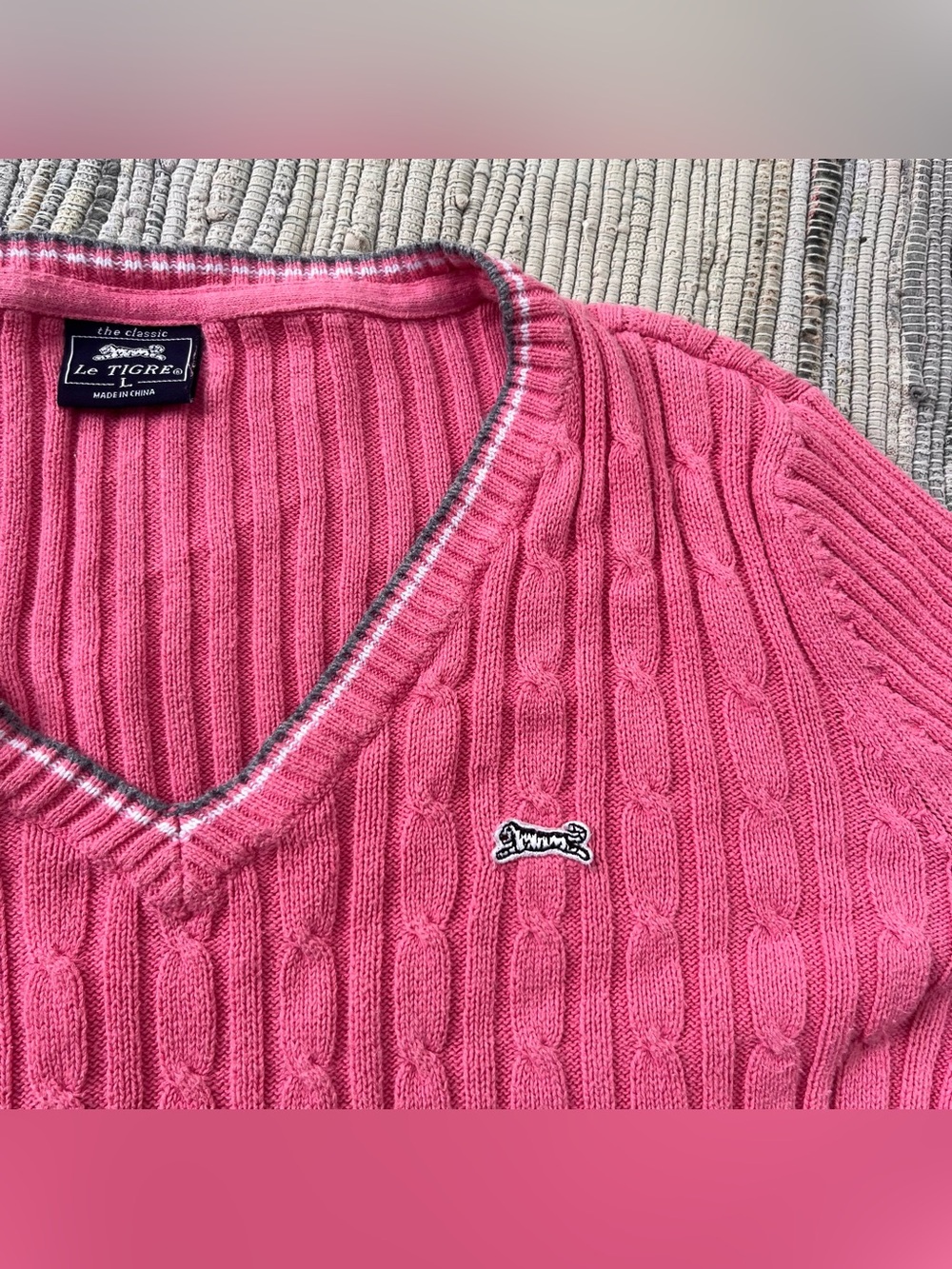 Le Tigre cotton V Neck Sweater Cable Knit